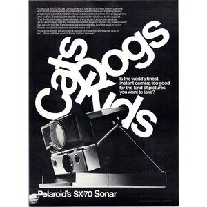 1980 Polaroid SX-70 Sonar Land Camera Vintage Print Ad Photography 80s Wall Art